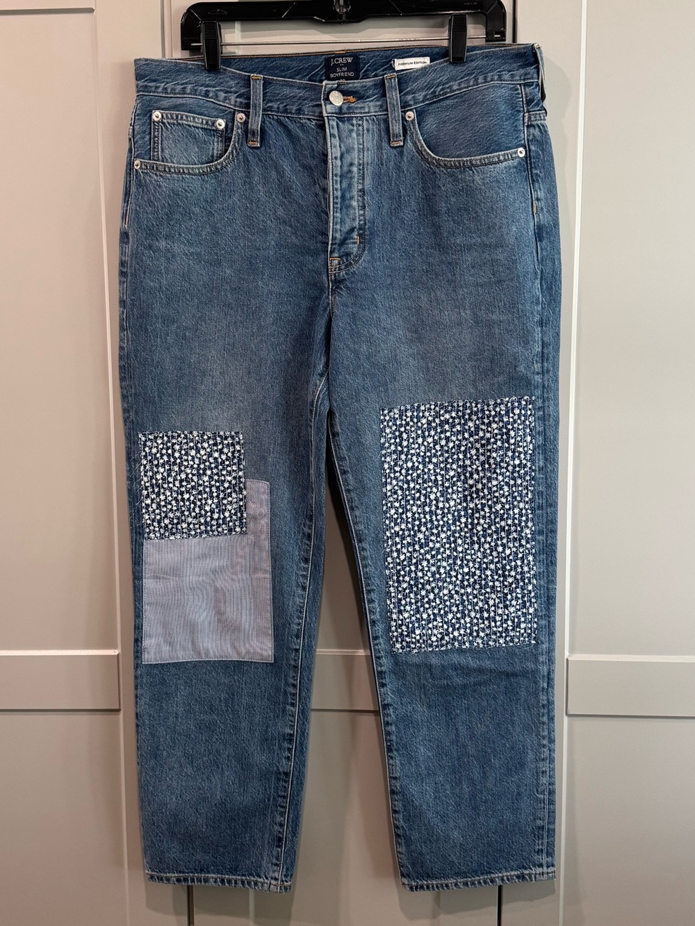 J. Crew Blue Patchwork Boyfriend Jeans
